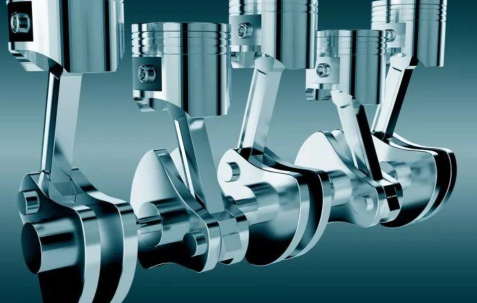 An image depicting a 1018 steel crankshaft and piston function