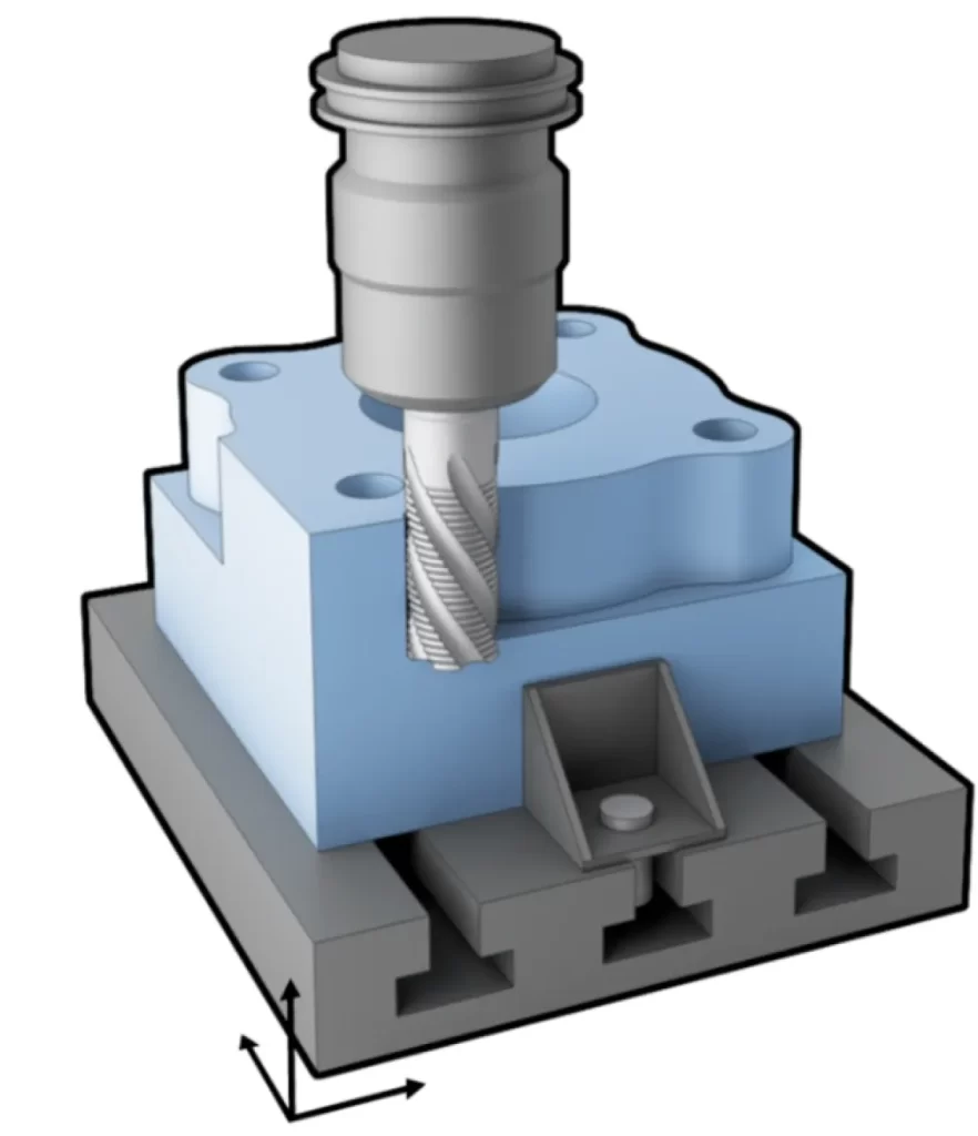 A closeup of a 3 axis CNC milling machine in action