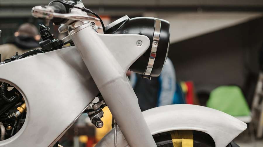 3D printed motorbike headlight showing its design and the body