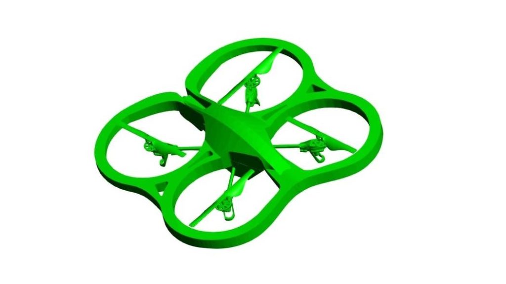 A 3D printed drone prototype showcasing its unique design and innovative structure.