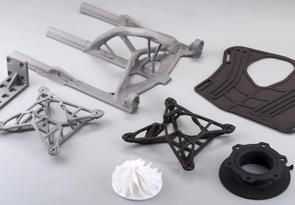 An image showing different components of a drone made with plastic 3D printing