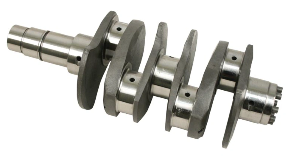 A precisely machined crankshaft of an engine made of 4140 steel