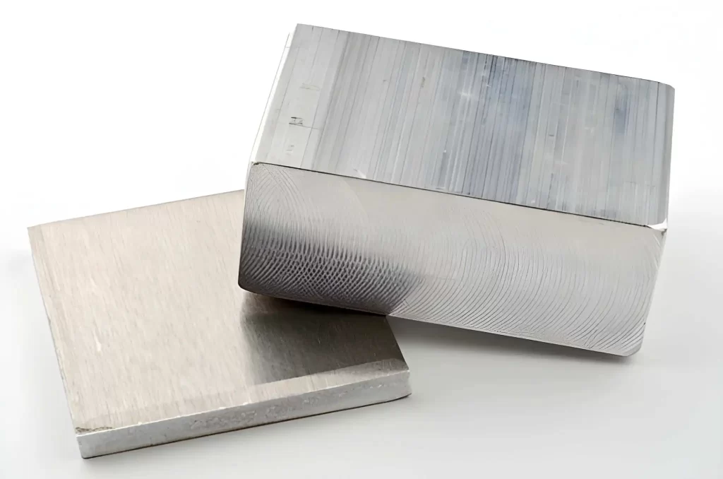 Rectangular solid 6063 aluminum block displayed in a white background.