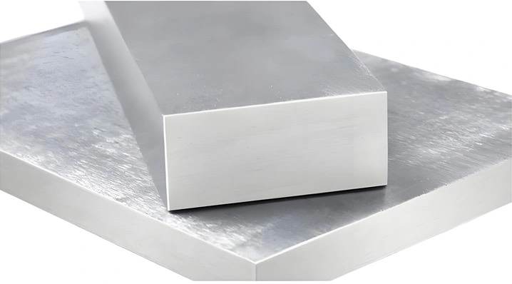 Two blocks of 7075 aluminum on a white surface