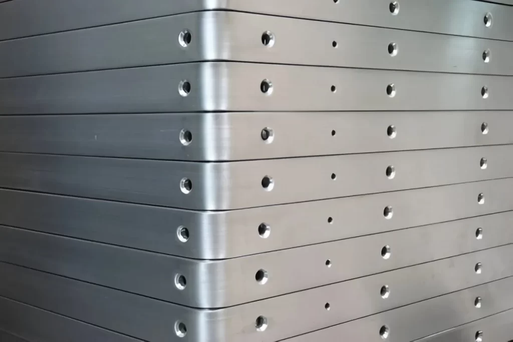 Angled aluminum sheets with blanks