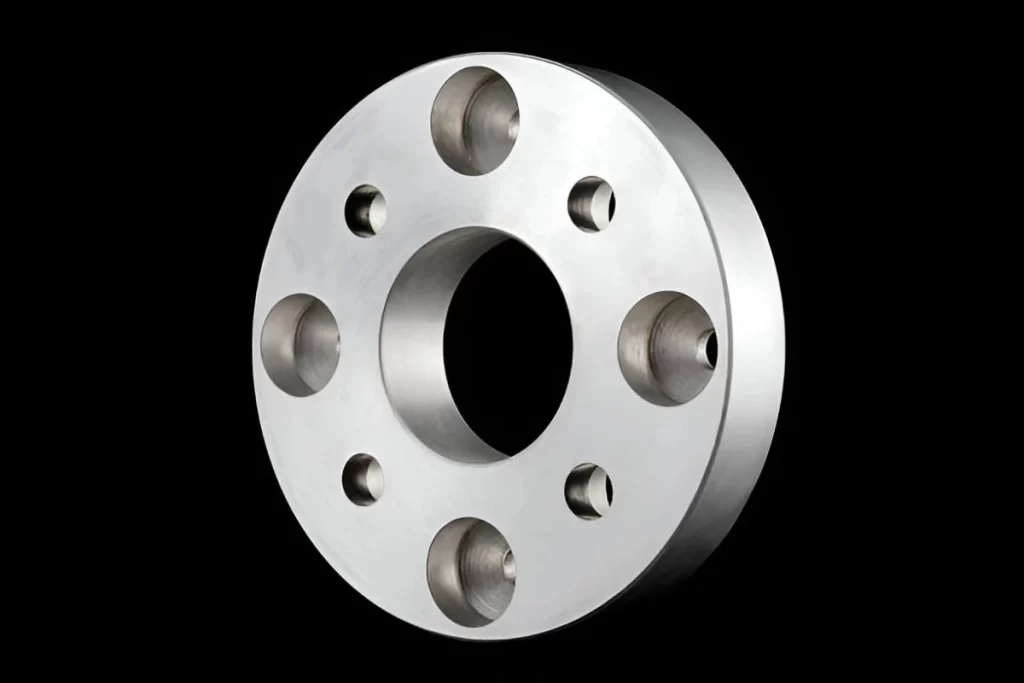 Close-up of an aluminum flange.