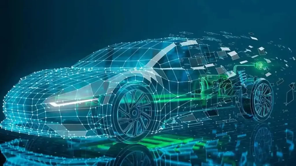 A 3D render of a car's body