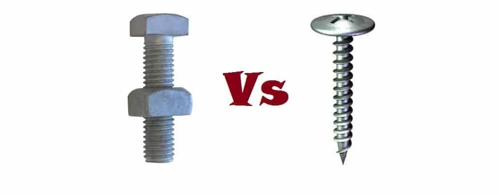 An image showing a bolt & nut pair, and a screw