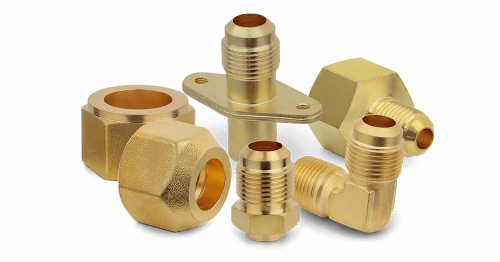 Brass plumbing and fitting items made with CNC turning process