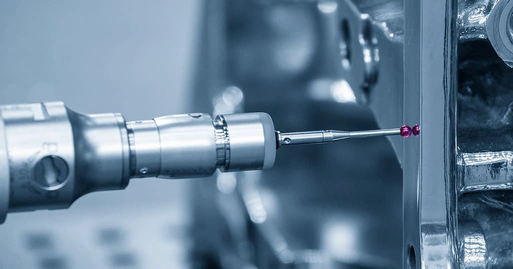 A CMM machine probe with a spindle