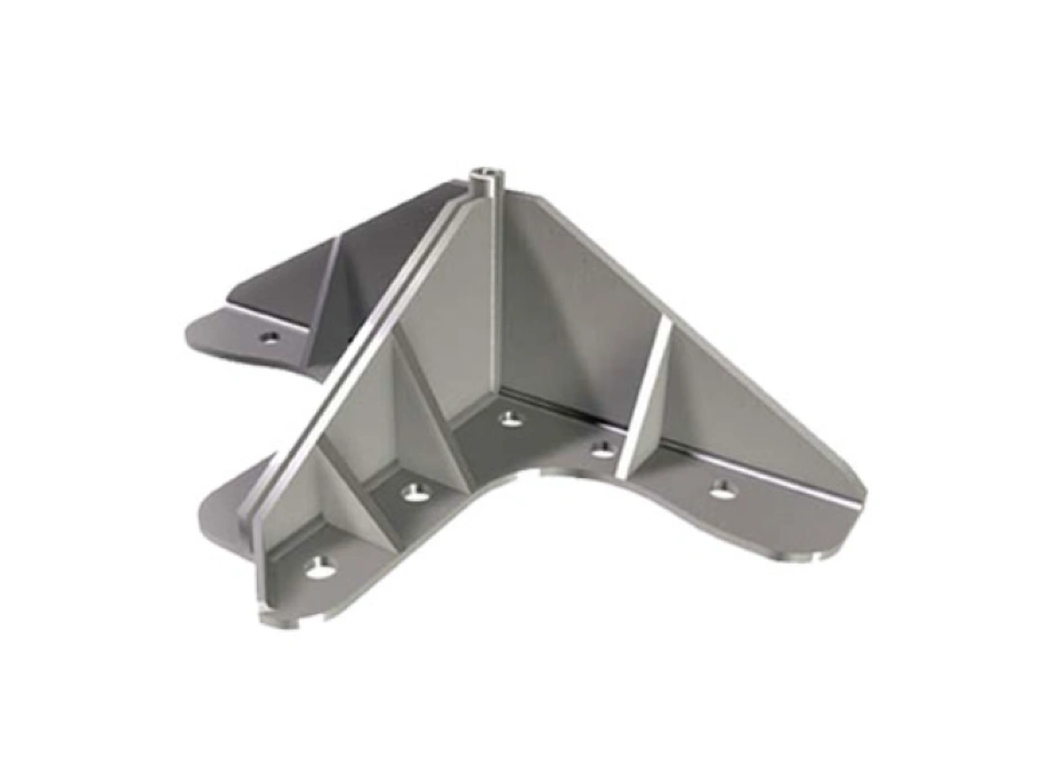 A closeup image of a metal flange with holes for aerospace application
