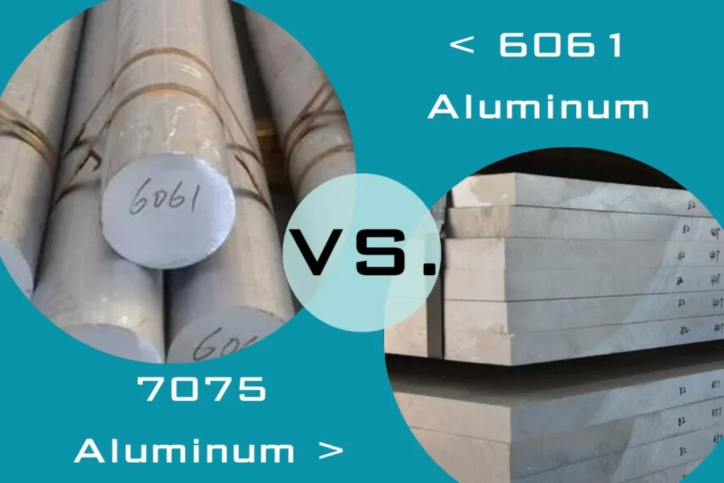 Image displaying the aluminum 6061 rods on the left side and aluminum 7075 plates on the right side