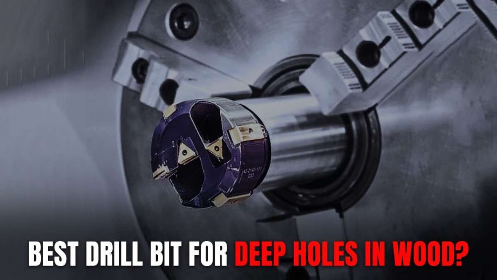 Close-up of a large drill bit with purple-hued