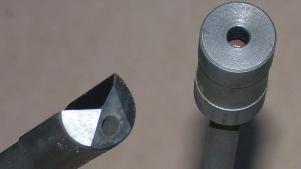Close-up of a metal gun drill