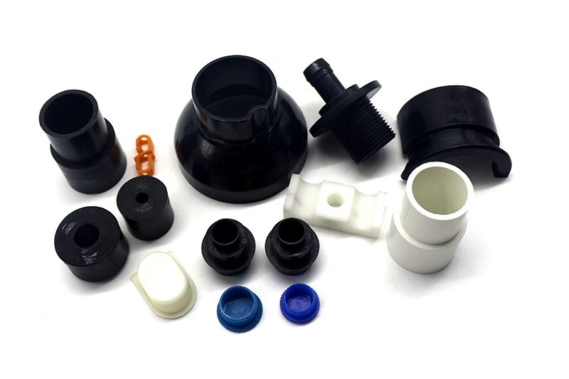 An image containing various injection-molded parts of HDPE material