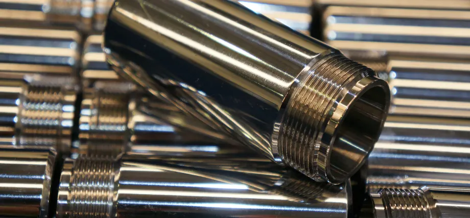 chrome plated shining piece on top of other chrome plated pieces