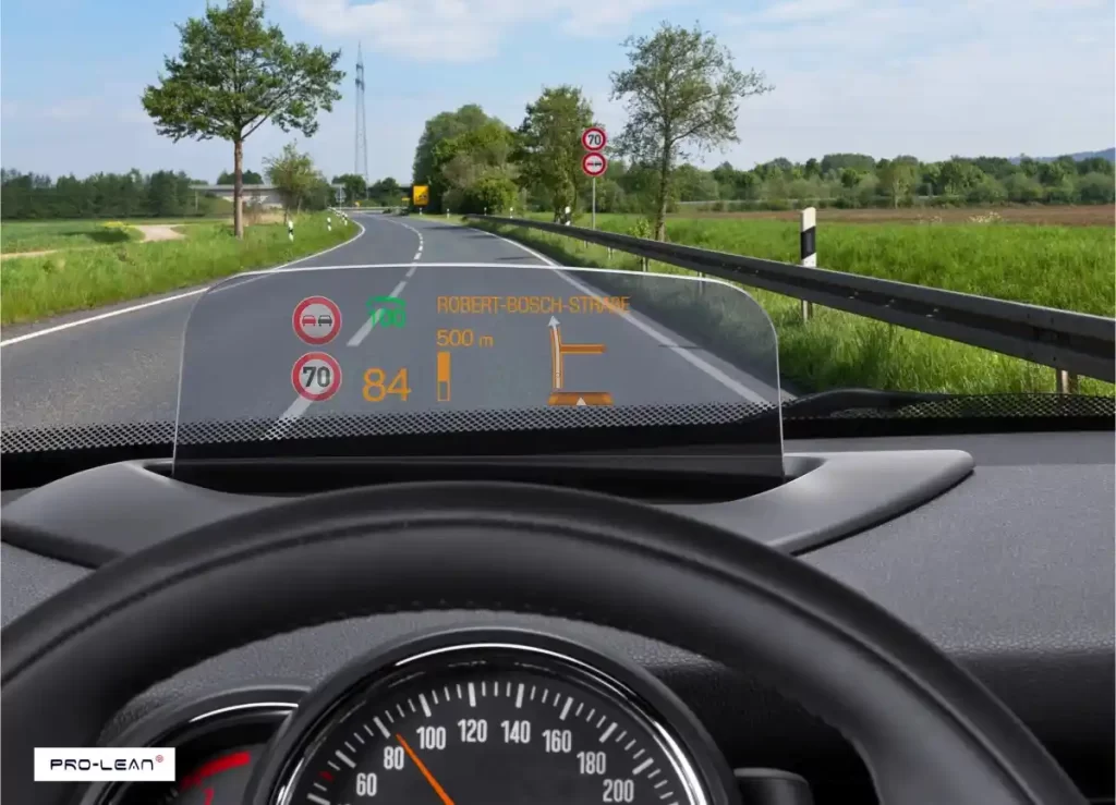 Bosch head up display, projecting vehicle data