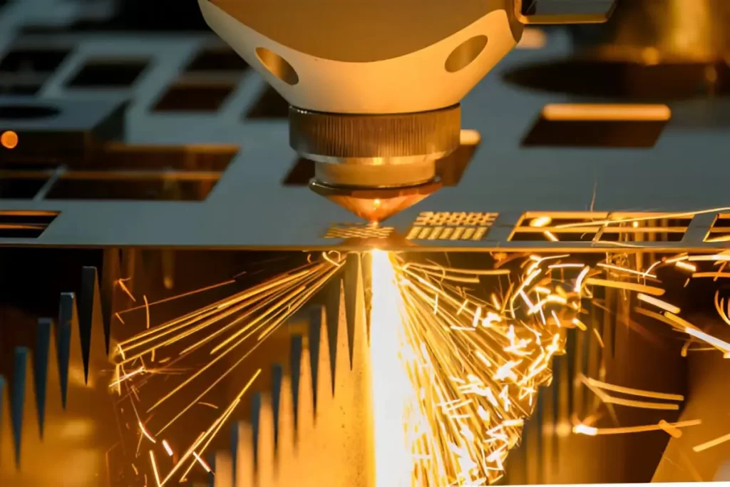 The image shows a laser cutting process being used on a Kovar alloy sheet.