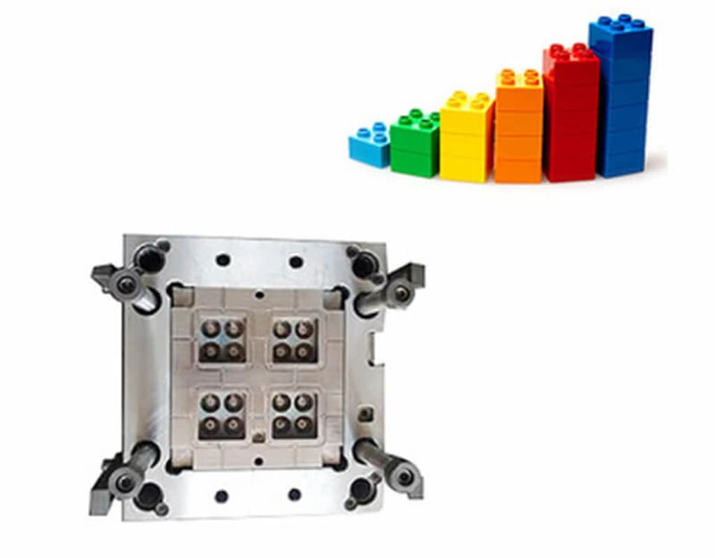 Colored LEGO bricks and mold cavity