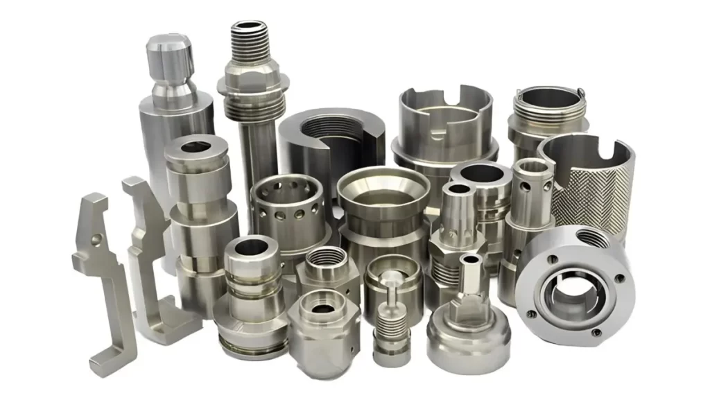Diverse group of machined metal parts.