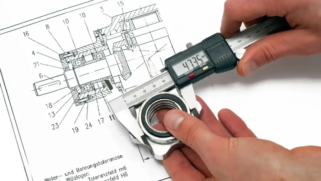 Measuring a bearing on a technical drawing.