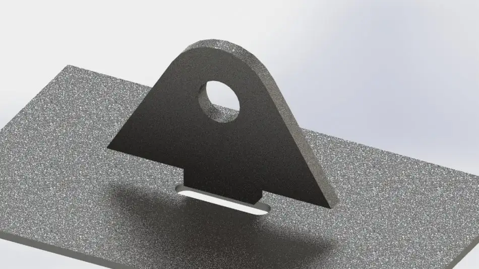 Two sheet metal pieces joined through a folded interlock connection.