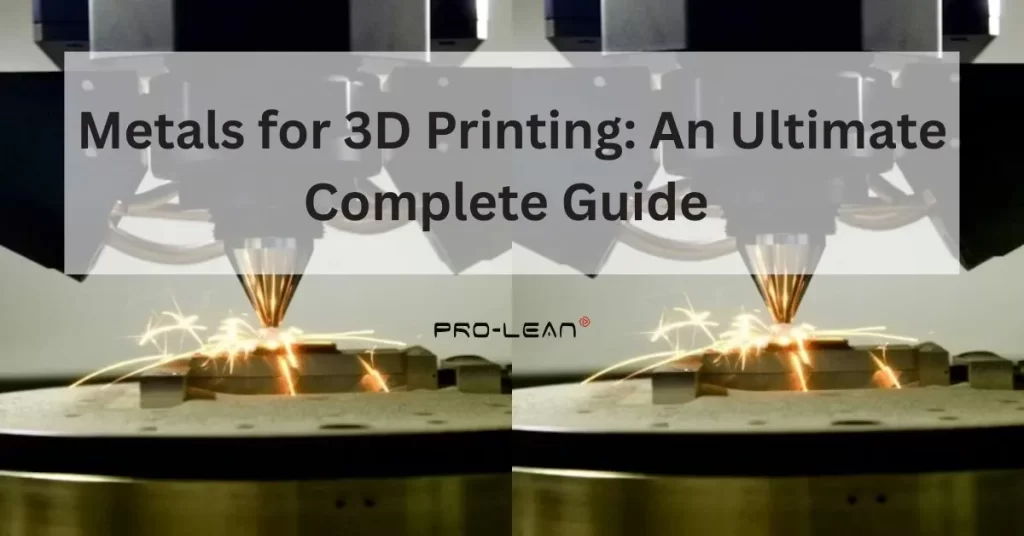 feature image of a blog with 3D printing being done in the background picture, text “Metals for 3D Printing: An Ultimate Complete Guide”, and Ancastings logo