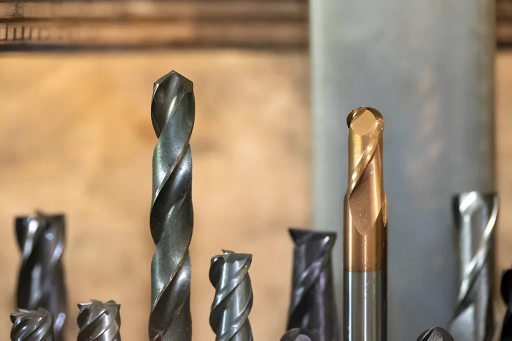 This display shows milling bits with a clear focus on their tips.