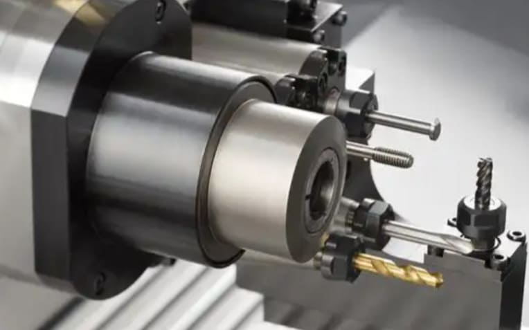 Parts on a Swiss-type CNC lathe