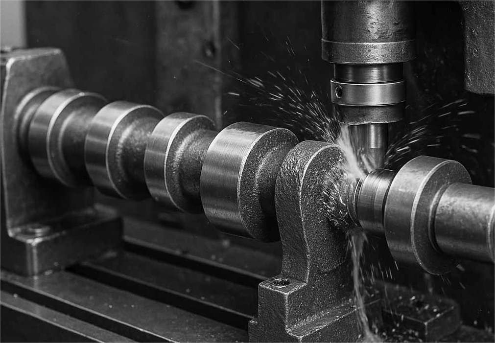 Process the contour of the camshaft