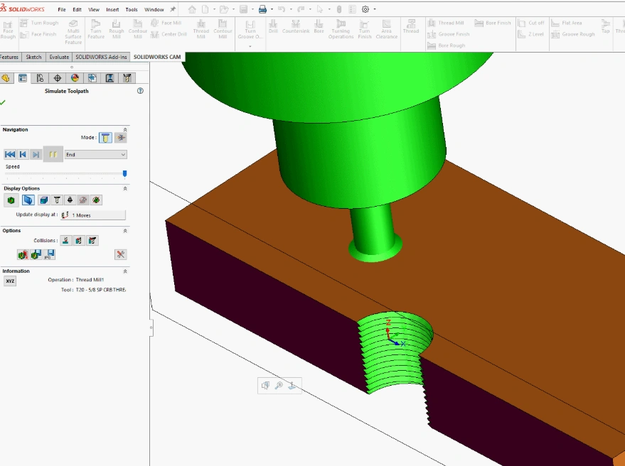 An image of SOLIDWORKS milling operation