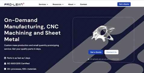 Screenshot of Ancastings CNC machining capabilities page. It highlights their turnaround time, machining capabilities, and ISO-certified services.
