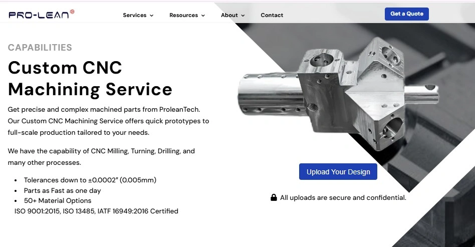 An Image showing Ancastings' CNC Machining capabilities, highlighting diverse material options, and certifications to comply with industry standards