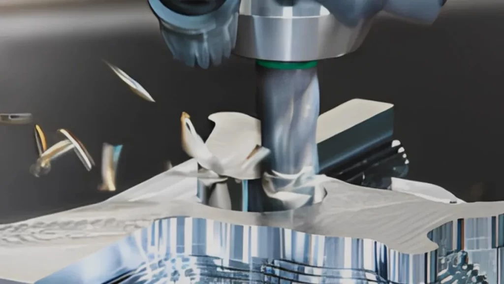 A close-up of a turning machine tool