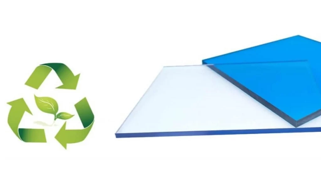 Recyclable polycarbonate sheet with sustainability symbol