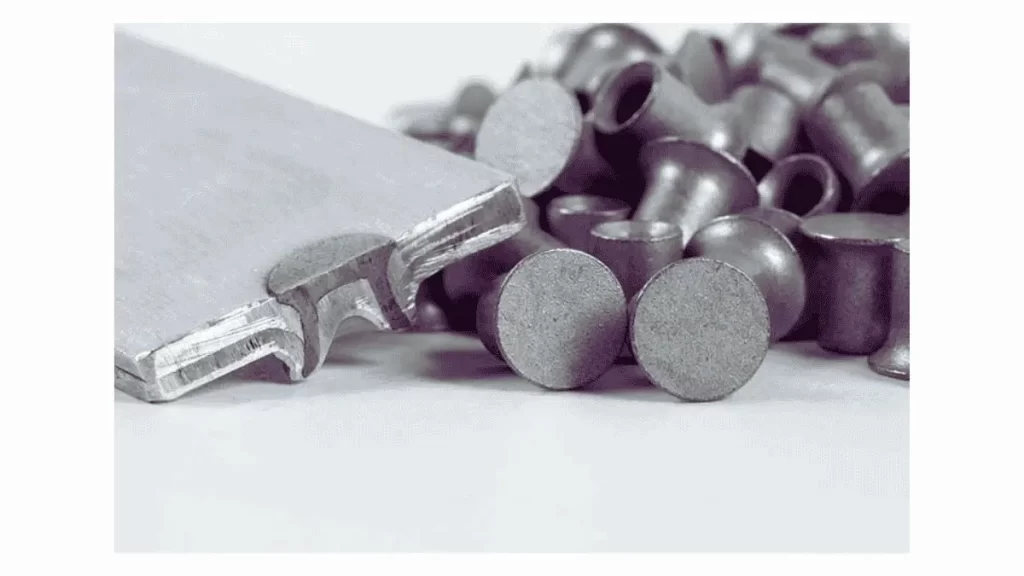 Self-pierced rivets neatly displayed on a plain background.
