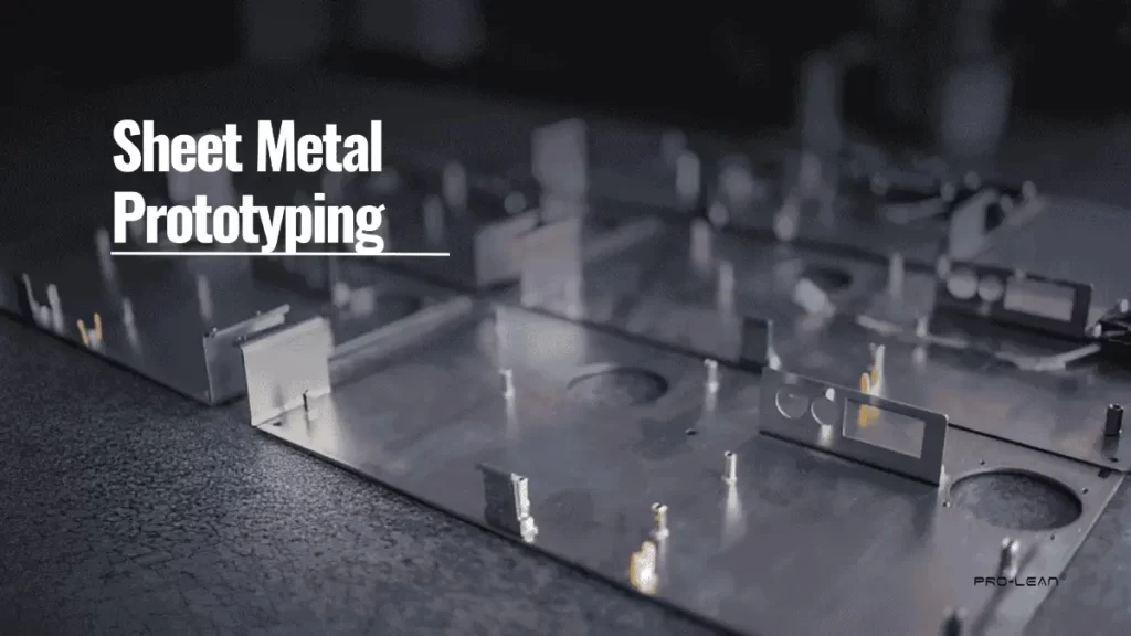 Image shows sheet metal parts with overlaid text reading 'Sheet Metal Prototyping’