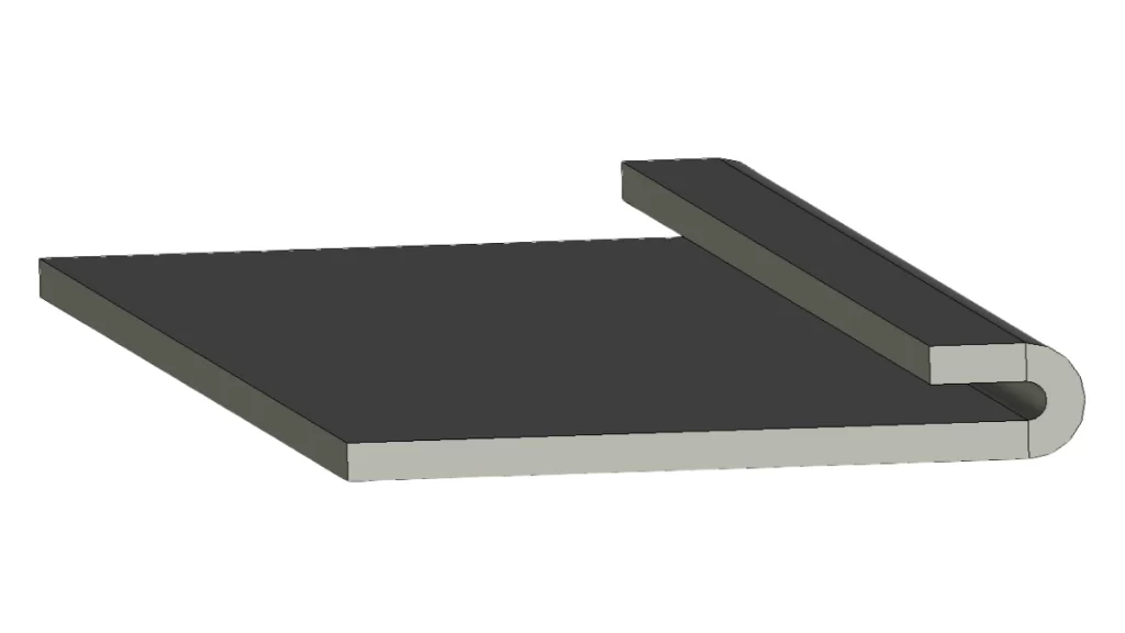 An image showing a sheet metal part with a hemmed edge