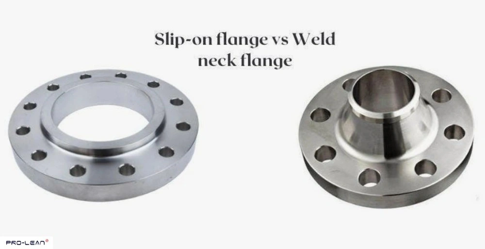 Comparison of slip-on and weld neck industrial flanges.