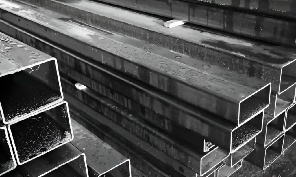 The image shows a stack of rolled mild steel 1018.