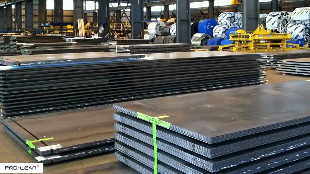 Stacked stainless steel sheets, ideal for CNC machining and structural components.