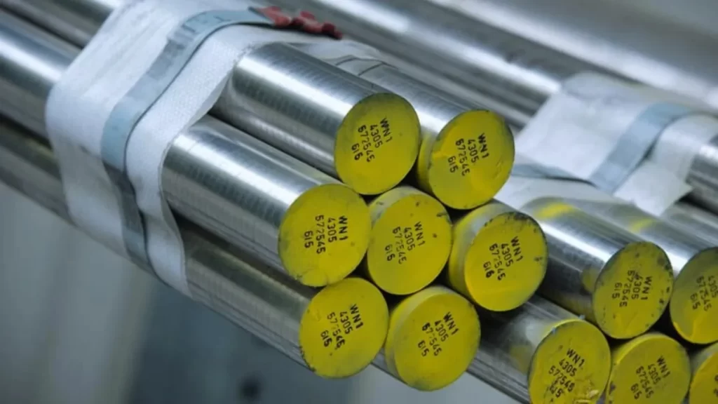 Steel bars labeled with different grades for classification.
