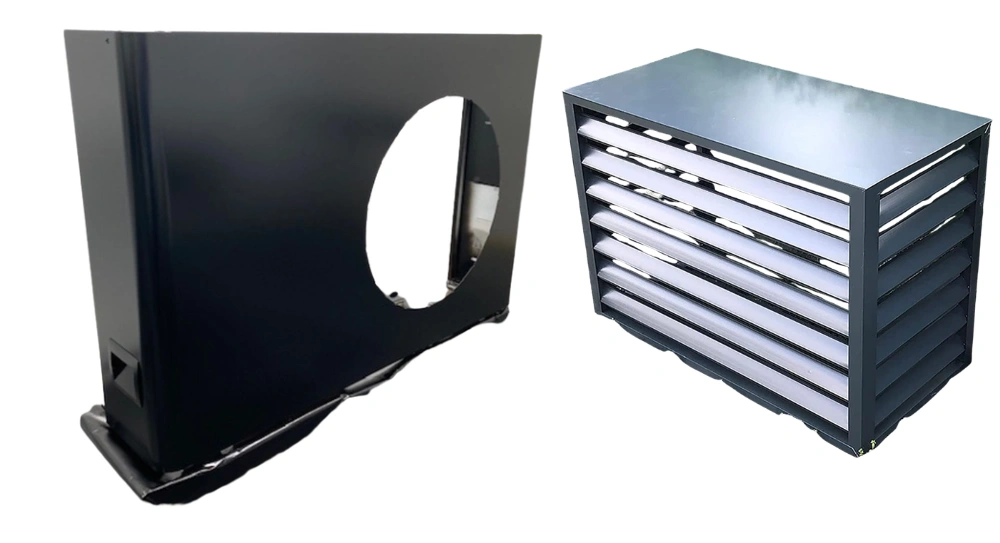 An image containing an AC enclosure section and cover with finished surfaces
