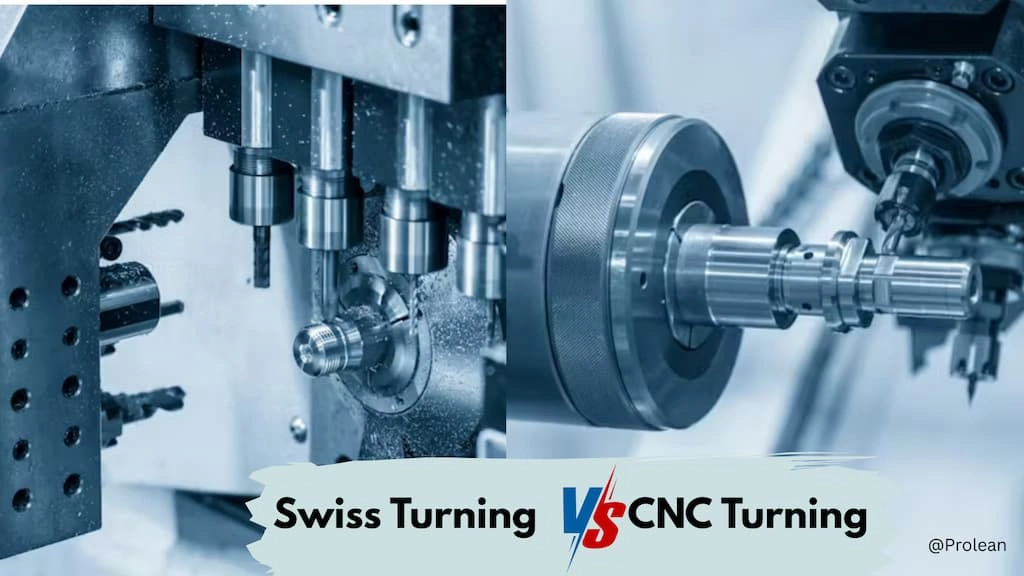 Blog’s feature image showing Swiss turning and CNC turning process side by side