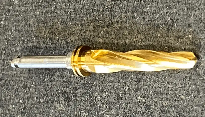 Titanium nitride-coated drill bit with gold TiN finish