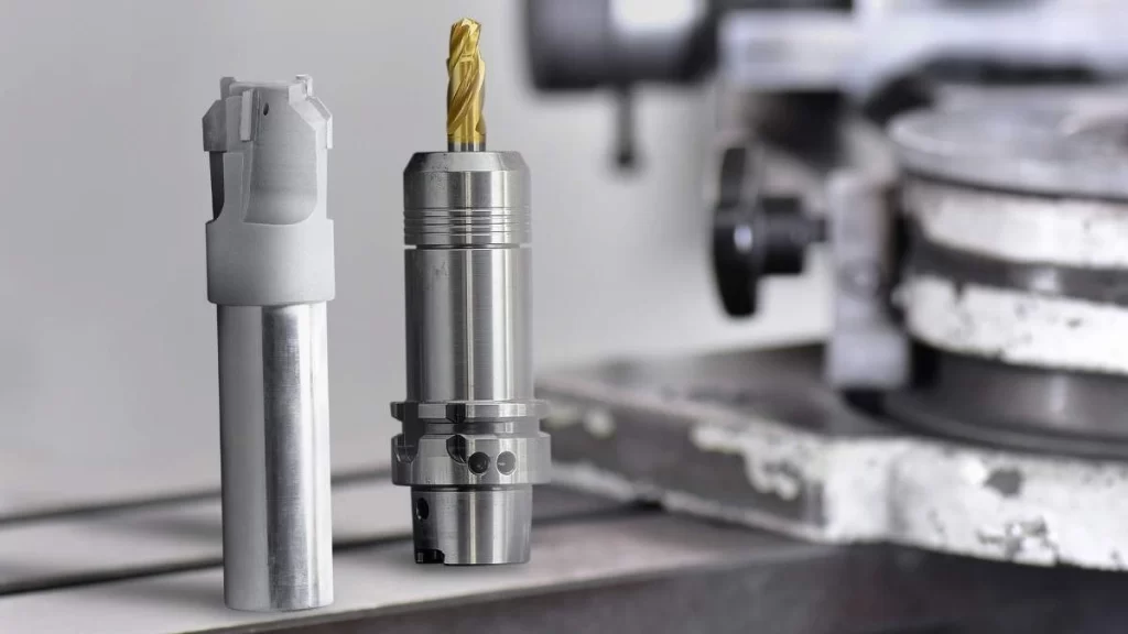 An image showing a tungsten carbide tool with a drill bit designed for machining aluminum