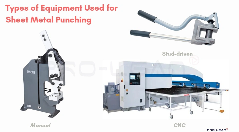 An image showing a manual, CNC, and stud-driven punching presses