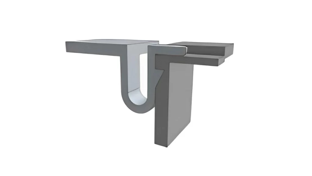 3D illustration of a U-shaped snap-fit.