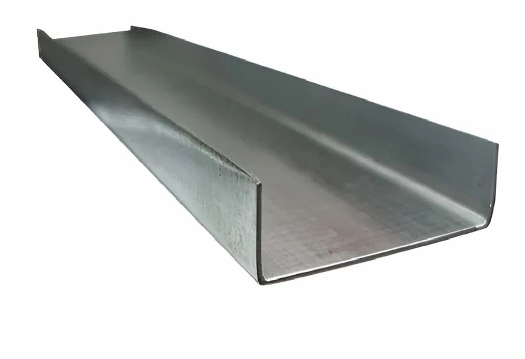 A cross-sectional view of a mild steel U channel