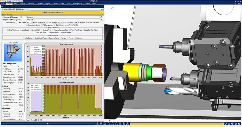 VERICUT simulation of tool paths